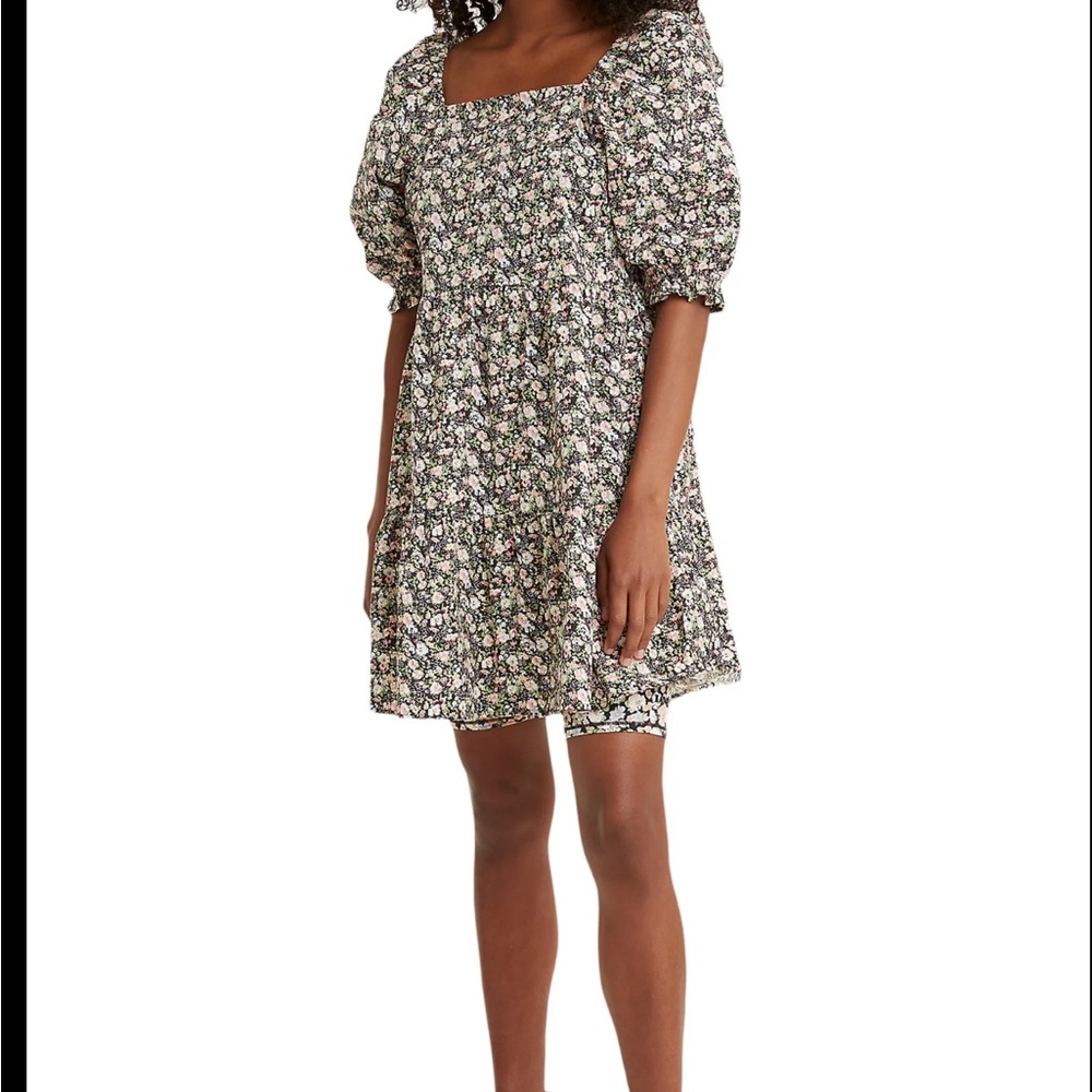 Levi’s Willa Floral Puff Sleeve Trapeze Dress Floral Obsidian
